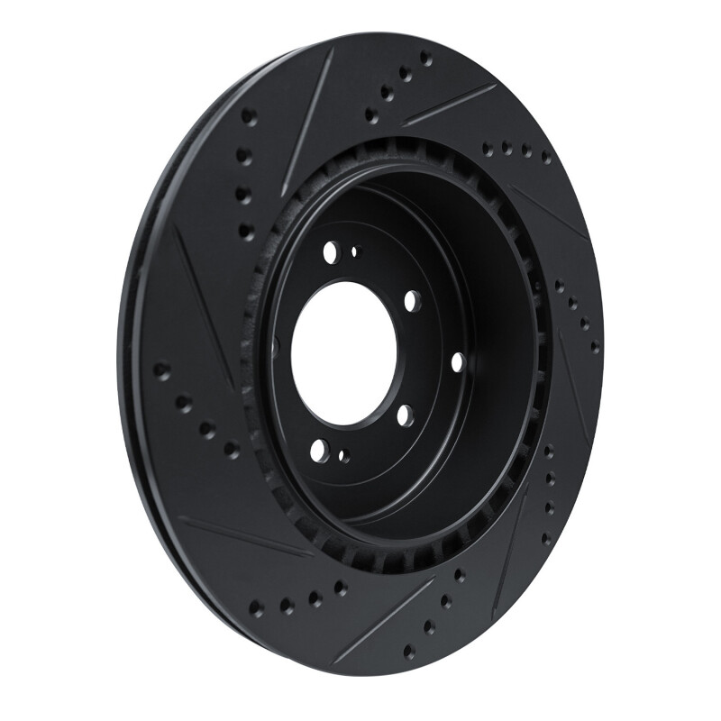 Mitsubishi Lancer Brake Rotor (1) - Rear Right - R1 Concepts - Drilled & Slotted - Black - `08-`15